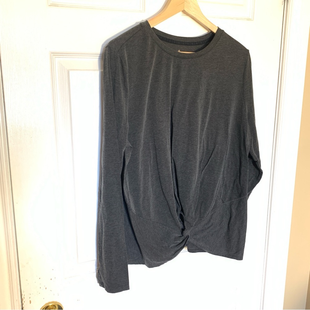 Shambhala Twist Front Long Sleeve Top Slate Gray XXL 2X Stretch